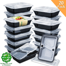 Load image into Gallery viewer, Enther 3 Compartment Meal Prep Containers with inserts 36 oz